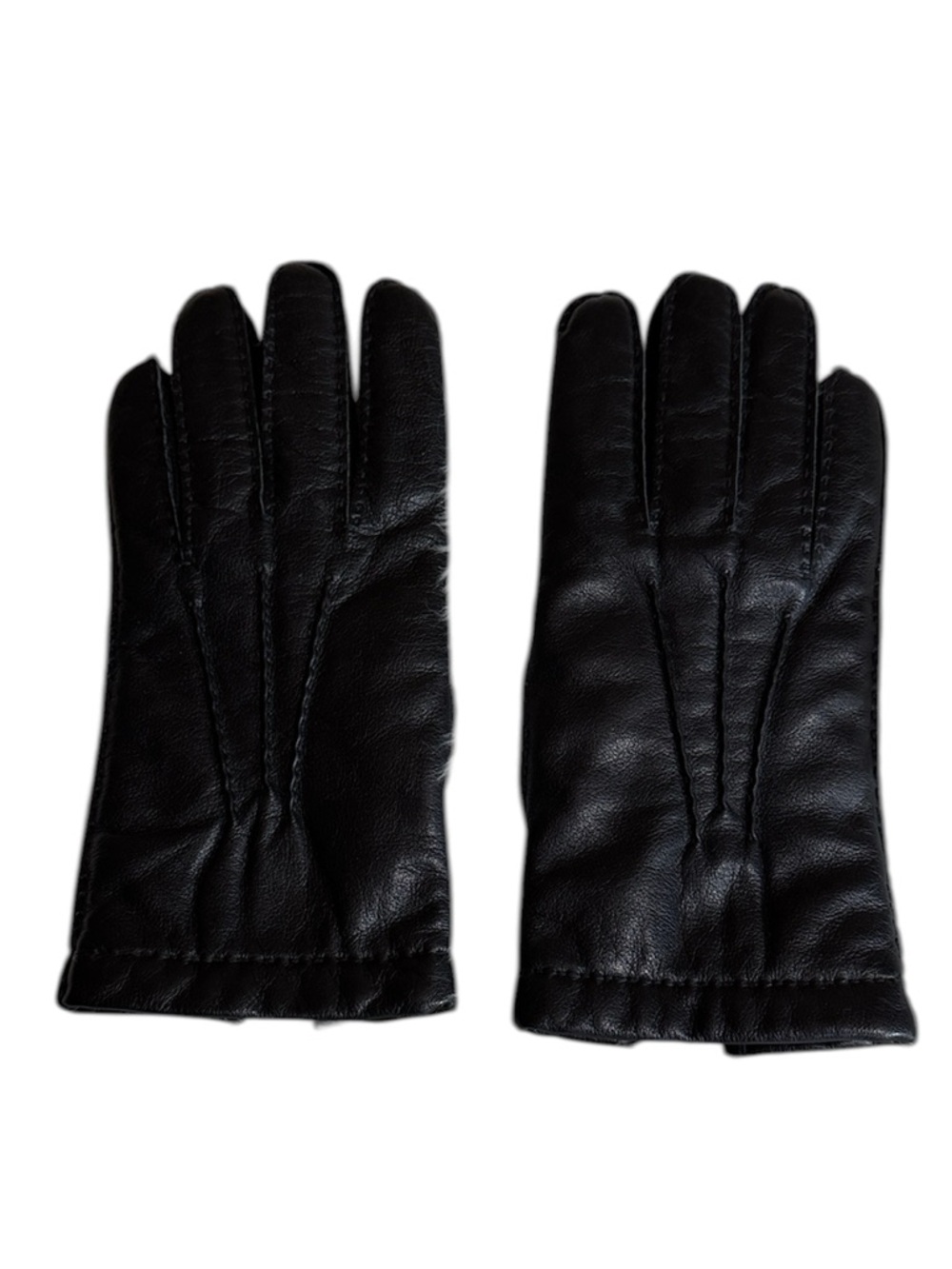Vintage Aris black leather gloves with cashmere lining Size XL